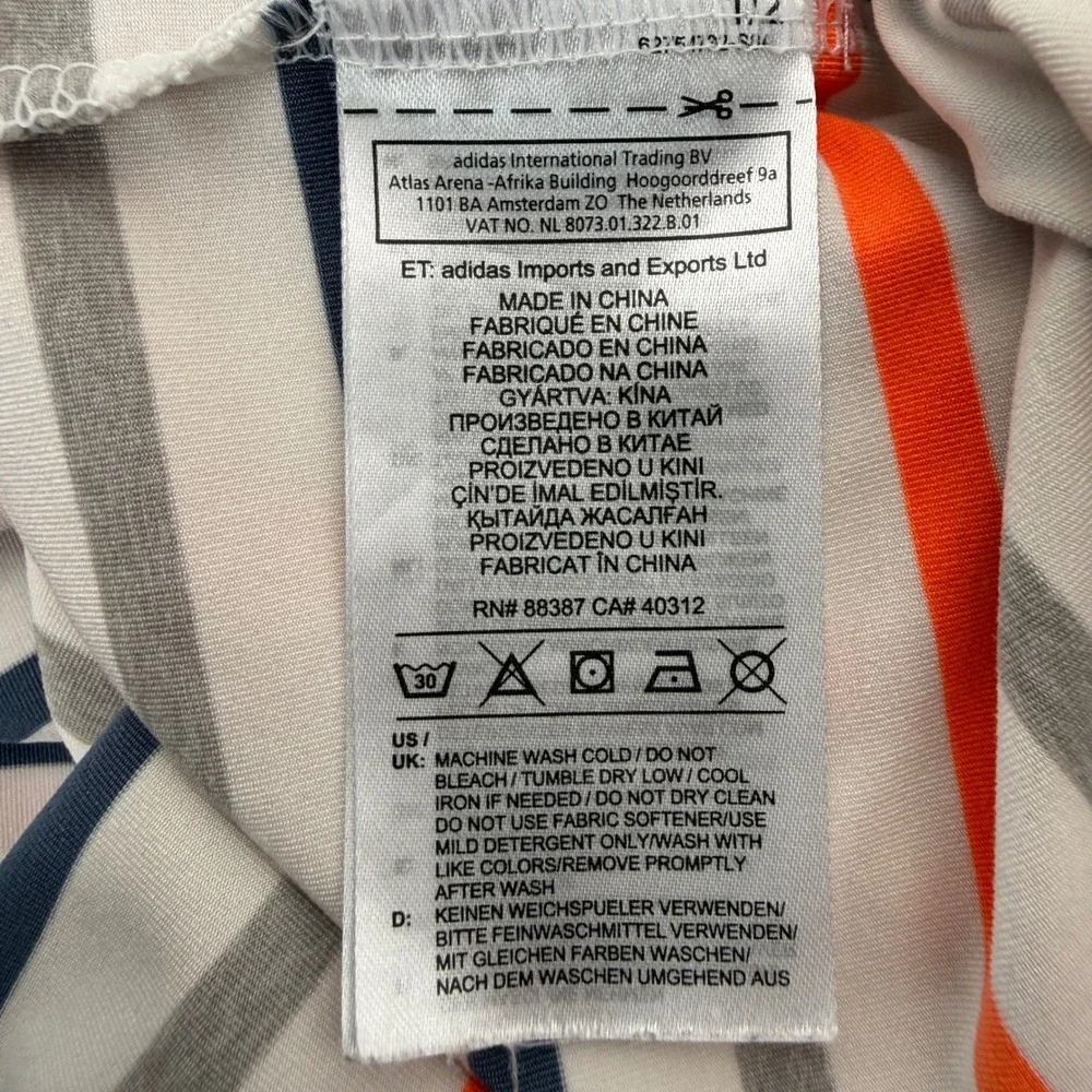 Adidas Polo Shirt Men 2XL White Orange Striped Golf Performance Short Sleeve